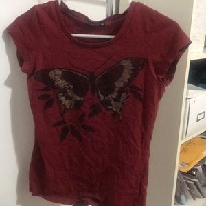 Butterfly Print 2000s Baby Tee Size S